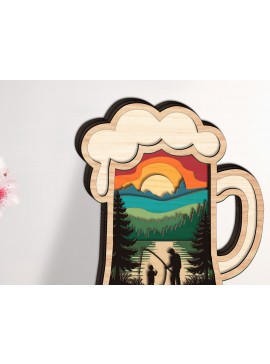 Σετ των 2 Intra απο ξύλο plywood  Χρώμα wenge 3mm-4mm πάχος - Dad and Son Fishing Layered Δίασταση 20x20 cm INTRAFABR-72053263