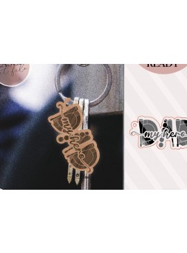 Σετ των 2 Intra απο ξύλο plywood  Χρώμα wenge 3mm-4mm πάχος - Dad Keychain , Γιορτή του Πατέρα Δίασταση 4x4 cm INTRAFABR-111783655