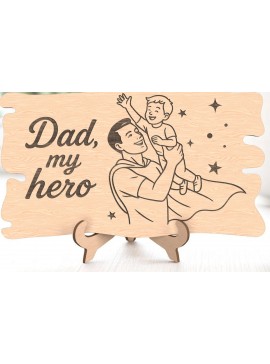 Σετ των 2 Intra απο ξύλο plywood  Χρώμα wenge 3mm-4mm πάχος - Dad My Hero Wooden Plaque Δίασταση 6x6 cm INTRAFABR-70264922