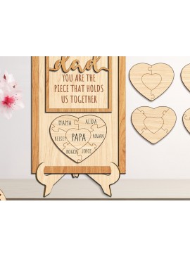 Intra απο ξύλο plywood  Χρώμα wenge 3mm-4mm πάχος - Dad Puzzle Desk Sign - Break Jhon Δίασταση 30x20 cm INTRAFABR-123180209