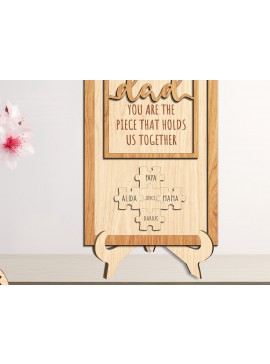 Intra απο ξύλο plywood  Χρώμα wenge 3mm-4mm πάχος - Dad Puzzle Desk Sign - Break Jhon Δίασταση 30x20 cm INTRAFABR-122638638