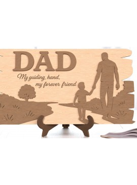 Σετ των 2 Intra απο ξύλο plywood  Χρώμα wenge 3mm-4mm πάχος - Dad Sign – My Forever Friend Plaque Δίασταση 6x6 cm INTRAFABR-26062607