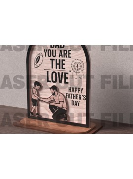 Σετ των 2 Intra απο ξύλο plywood  Χρώμα wenge 3mm-4mm πάχος - Μπαμπάς Είσαι το σύμβολο Love Δίασταση 20x20 cm INTRAFABR-98053901