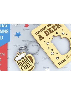 Σετ των 2 Intra απο ξύλο plywood  Χρώμα wenge 3mm-4mm πάχος - Dads Day Keychains Card Δίασταση 4x4 cm INTRAFABR-97971275