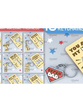 Σετ των 2 Intra απο ξύλο plywood  Χρώμα wenge 3mm-4mm πάχος - Dads Day Keychains Card Δίασταση 4x4 cm INTRAFABR-67326426