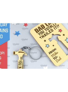 Σετ των 2 Intra απο ξύλο plywood  Χρώμα wenge 3mm-4mm πάχος - Dads Day Keychains Card Δίασταση 4x4 cm INTRAFABR-113958460