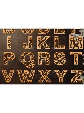 Intra απο ξύλο plywood  Χρώμα wenge 3mm-4mm πάχος - Σχέδιο αλφάβητου κοπής με λέιζερ Daisy ABC Δίασταση 30x20 cm INTRAFABR-55866058