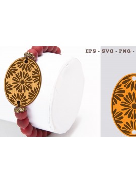 Σετ των 2 Intra απο ξύλο plywood  Χρώμα wenge 3mm-4mm πάχος - Βραχιόλι Daisy Flower 2 Δίασταση 4x4 cm INTRAFABR-39455310