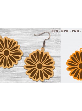 Σετ των 3 Intra απο ξύλο plywood  Χρώμα wenge 3mm-4mm πάχος - Σκουλαρίκια Daisy Flower Δίασταση 3x3 cm INTRAFABR-55745196