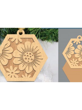 Σετ των 2 Intra απο ξύλο plywood  Χρώμα wenge 3mm-4mm πάχος - Στολίδι Daisy Flower Δίασταση 6x6 cm INTRAFABR-97791938