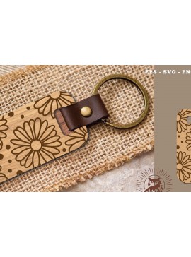 Σετ των 2 Intra απο ξύλο plywood  Χρώμα wenge 3mm-4mm πάχος - Μπρελόκ Daisy Flowers κομμένο με λέιζερ Δίασταση 4x4 cm INTRAFABR-25355938