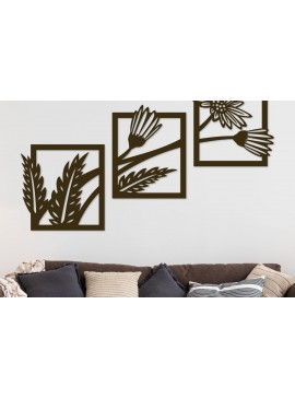 Σετ των 2 Intra απο ξύλο plywood  Χρώμα wenge 3mm-4mm πάχος - Daisy Flowers Διακόσμηση τοίχου Δίασταση 20x20 cm INTRAFABR-119418312