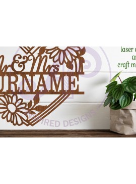 Intra απο ξύλο plywood  Χρώμα wenge 3mm-4mm πάχος - Σήμα με το όνομα του κυρίου και της κυρίας σε σχήμα καρδιάς Δίασταση 30x20 cm INTRAFABR-119035513