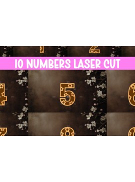 Σετ των 2 Intra απο ξύλο plywood  Χρώμα wenge 3mm-4mm πάχος - Daisy Numbers 0-9 , Διακόσμηση σπιτιού Δίασταση 20x20 cm INTRAFABR-28082097