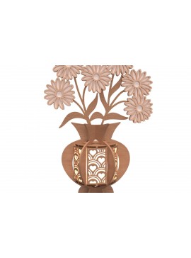 Intra απο ξύλο plywood  Χρώμα wenge 3mm-4mm πάχος - Βάζο Daisy με λέιζερ Δίασταση 30x20 cm INTRAFABR-71540836