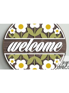Σετ των 2 Intra απο ξύλο plywood  Χρώμα wenge 3mm-4mm πάχος - Daisy Welcome Door Hanger Δίασταση 20x20 cm INTRAFABR-105135223
