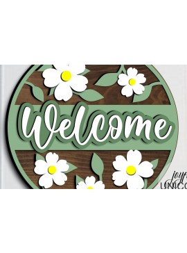 Σετ των 2 Intra απο ξύλο plywood  Χρώμα wenge 3mm-4mm πάχος - Daisy Welcome Door Hanger Δίασταση 20x20 cm INTRAFABR-56739042