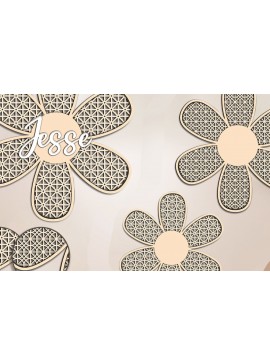 Σετ των 2 Intra απο ξύλο plywood  Χρώμα wenge 3mm-4mm πάχος - Σχέδιο δέσμης λουλουδιών Daisy Wooden Δίασταση 8x9 cm INTRAFABR-79290939