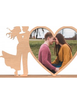 Σετ των 2 Intra απο ξύλο plywood  Χρώμα wenge 3mm-4mm πάχος - Πλαίσιο κοπής με λέιζερ Heart Ζευγάρι που χορεύει Δίασταση 20x20 cm INTRAFABR-125313099