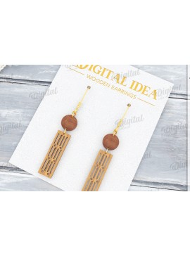 Σετ των 3 Intra απο ξύλο plywood  Χρώμα wenge 3mm-4mm πάχος - Κρεμαστά σκουλαρίκια με λέιζερ Δίασταση 3x3 cm INTRAFABR-120360101