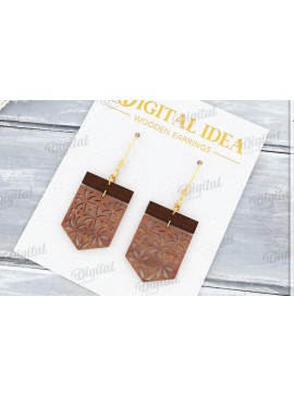 Σετ των 3 Intra απο ξύλο plywood  Χρώμα wenge 3mm-4mm πάχος - Κρεμαστά σκουλαρίκια με λέιζερ Δίασταση 3x3 cm INTRAFABR-117667114