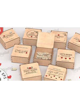 Intra απο ξύλο plywood  Χρώμα wenge 3mm-4mm πάχος - Date Night Box & Tokens Bundle Δίασταση 30x20 cm INTRAFABR-112683707