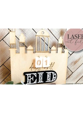 Intra απο ξύλο plywood  Χρώμα wenge 3mm-4mm πάχος - Σημάδι Day Μέχρι Eid , Eid Countdown Δίασταση 30x20 cm INTRAFABR-102200921