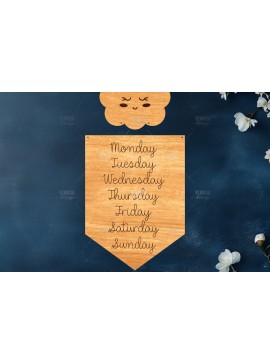 Σετ των 2 Intra απο ξύλο plywood  Χρώμα wenge 3mm-4mm πάχος - Days of the Week Ξύλινο Νηπιαγωγείο Lasercut Δίασταση 20x20 cm INTRAFABR-116297041