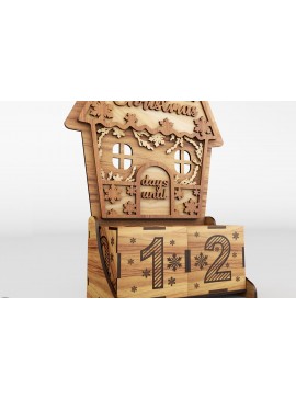 Σετ των 2 Intra απο ξύλο plywood  Χρώμα wenge 3mm-4mm πάχος - Πρότυπο αντίστροφης μέτρησης ημερών μέχρι τα Χριστούγεννα Δίασταση 15x8 cm INTRAFABR-97714915