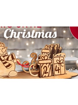 Σετ των 2 Intra απο ξύλο plywood  Χρώμα wenge 3mm-4mm πάχος - Μέρες μέχρι τα Χριστούγεννα | Snowman & Sled Δίασταση 15x15 cm INTRAFABR-65275080