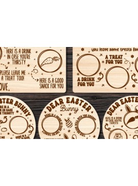 Σετ των 2 Intra απο ξύλο plywood  Χρώμα wenge 3mm-4mm πάχος - Αγαπητέ πασχαλινό λαγουδάκι Δίσκος Δίασταση 15x15 cm INTRAFABR-124747699