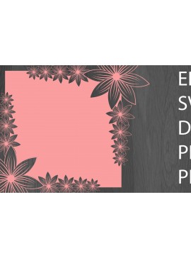 Σετ των 2 Intra απο ξύλο plywood  Χρώμα wenge 3mm-4mm πάχος - Διακόσμηση Floral Cards Papercut/Lasercut Δίασταση 20x20 cm INTRAFABR-96610893