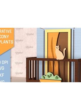 Intra απο ξύλο plywood  Χρώμα wenge 3mm-4mm πάχος - Διακοσμητικό Μπαλκόνι με Φυτά Κοπή Laser Δίασταση 30x20 cm INTRAFABR-100436172