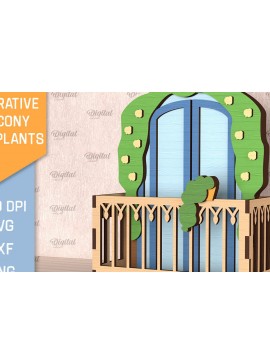 Intra απο ξύλο plywood  Χρώμα wenge 3mm-4mm πάχος - Διακοσμητικό Μπαλκόνι με Φυτά Κοπή Laser Δίασταση 30x20 cm INTRAFABR-97381266