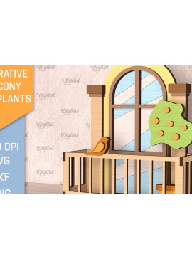 Intra απο ξύλο plywood  Χρώμα wenge 3mm-4mm πάχος - Διακοσμητικό Μπαλκόνι με Φυτά Κοπή Laser Δίασταση 30x20 cm INTRAFABR-16133244