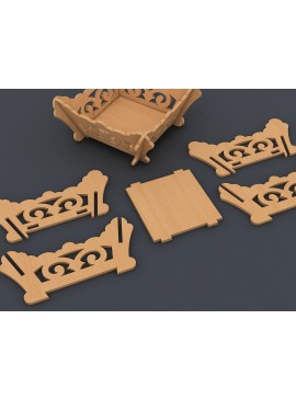 Intra απο ξύλο plywood  Χρώμα wenge 3mm-4mm πάχος - Πρότυπο κοπής με λέιζερ διακοσμητικό καλάθι Δίασταση 30x20 cm INTRAFABR-99195263