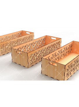 Σετ των 2 Intra απο ξύλο plywood  Χρώμα wenge 3mm-4mm πάχος - Διακοσμητικά κουτιά Δέσμη κοπής με λέιζερ Δίασταση 15x15 cm INTRAFABR-124492982