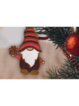 Σετ των 2 Intra απο ξύλο plywood  Χρώμα wenge 3mm-4mm πάχος - Διακοσμητικό Χριστουγεννιάτικο στολίδι με στοιχειό Δίασταση 4x4 cm INTRAFABR-98854294