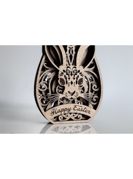 Σετ των 2 Intra απο ξύλο plywood  Χρώμα wenge 3mm-4mm πάχος - Διακοσμητικό πασχαλινό αυγό λαγουδάκι Δίασταση 5x4 cm INTRAFABR-120106600