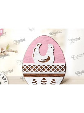 Σετ των 2 Intra απο ξύλο plywood  Χρώμα wenge 3mm-4mm πάχος - Διακοσμητικό πασχαλινό αυγό κοπής με λέιζερ. 3D αυγό Δίασταση 15x15 cm INTRAFABR-123138103