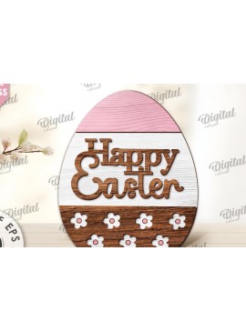 Σετ των 2 Intra απο ξύλο plywood  Χρώμα wenge 3mm-4mm πάχος - Διακοσμητικό πασχαλινό αυγό κοπής με λέιζερ. 3D αυγό Δίασταση 15x15 cm INTRAFABR-123138008