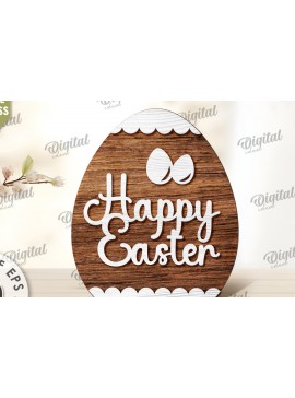 Σετ των 2 Intra απο ξύλο plywood  Χρώμα wenge 3mm-4mm πάχος - Διακοσμητικό πασχαλινό αυγό κοπής με λέιζερ. 3D αυγό Δίασταση 15x15 cm INTRAFABR-53996910