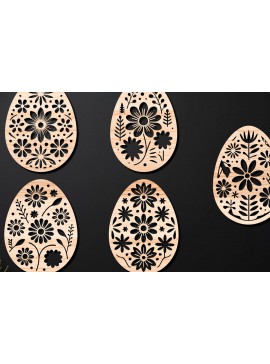 Σετ των 2 Intra απο ξύλο plywood  Χρώμα wenge 3mm-4mm πάχος - Διακοσμητικό Πασχαλινό Αυγό LaserCut Δίασταση 4x4 cm INTRAFABR-122962349