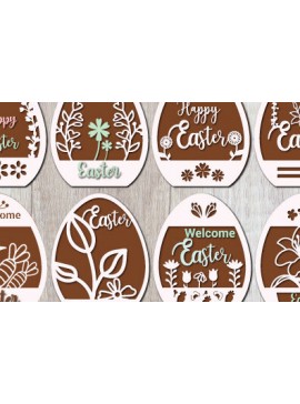 Σετ των 2 Intra απο ξύλο plywood  Χρώμα wenge 3mm-4mm πάχος - Διακοσμητικό Πασχαλινό Αυγό Cut Layer 1466 Δίασταση 15x15 cm INTRAFABR-117656733