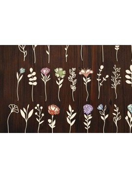 Σετ των 2 Intra απο ξύλο plywood  Χρώμα wenge 3mm-4mm πάχος - Πρότυπα δέσμης διακοσμητικών λουλουδιών Δίασταση 3x8 cm INTRAFABR-125103871