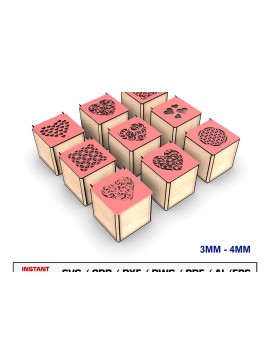Σετ των 2 Intra απο ξύλο plywood  Χρώμα wenge 3mm-4mm πάχος - Διακοσμητικό κουτί δώρου κοπής με λέιζερ Δίασταση 20x20 cm INTRAFABR-116090896
