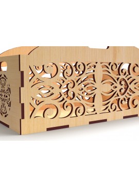 Σετ των 2 Intra απο ξύλο plywood  Χρώμα wenge 3mm-4mm πάχος - Διακοσμητικό κουτί δώρου Δίσκος κοπής με λέιζερ Δίασταση 15x15 cm INTRAFABR-81730768