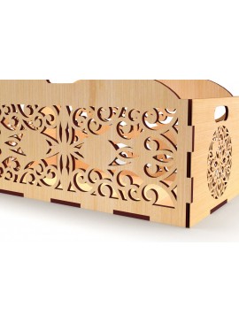 Σετ των 2 Intra απο ξύλο plywood  Χρώμα wenge 3mm-4mm πάχος - Διακοσμητικό κουτί δώρου Δίσκος κοπής με λέιζερ Δίασταση 15x15 cm INTRAFABR-92332072