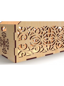 Σετ των 2 Intra απο ξύλο plywood  Χρώμα wenge 3mm-4mm πάχος - Διακοσμητικό κουτί δώρου Δίσκος κοπής με λέιζερ Δίασταση 15x15 cm INTRAFABR-93973061