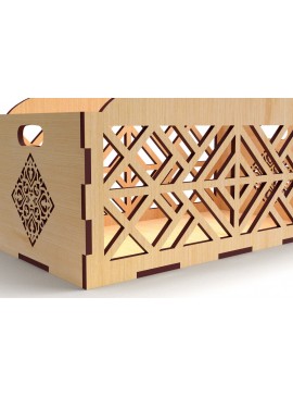 Σετ των 2 Intra απο ξύλο plywood  Χρώμα wenge 3mm-4mm πάχος - Διακοσμητικό κουτί δώρου Δίσκος κοπής με λέιζερ Δίασταση 15x15 cm INTRAFABR-31905994